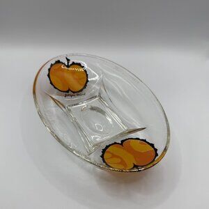 Vintage Georges Briard 'Peaches' Small Glass Serving Dish